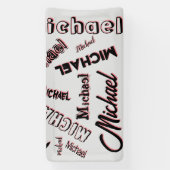 あなたの名前パターンモノグラムバラ色の影 横断幕 (縦)