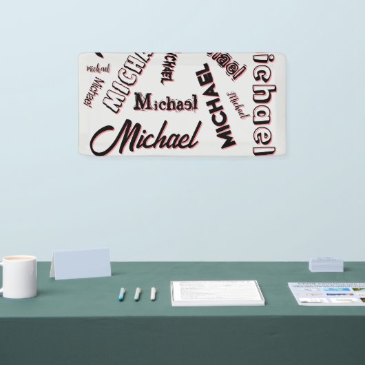 あなたの名前パターンモノグラムバラ色の影 横断幕 (トレードショー)