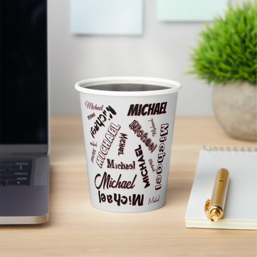 あなたの名前パターンモノグラムバラ色の影 紙コップ (インサイチュ)