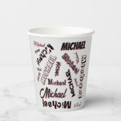 あなたの名前パターンモノグラムバラ色の影 紙コップ (裏面)