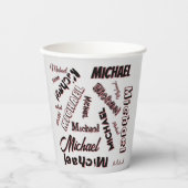 あなたの名前パターンモノグラムバラ色の影 紙コップ (正面)