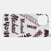 あなたの名前パターンモノグラムバラ色の影 iPhoneケース (裏面横)