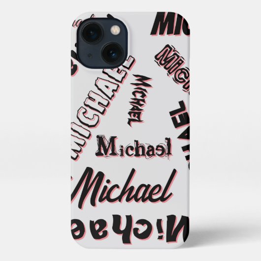 あなたの名前パターンモノグラムバラ色の影 iPhoneケース (裏面)