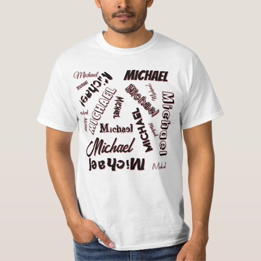 あなたの名前パターンモノグラムバラ色の影 Tシャツ (正面)