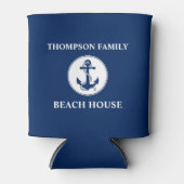 あなたの名前ビーチハウスいかり&ロープブルー 缶クーラー (正面)