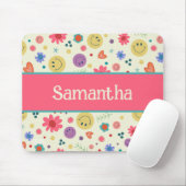 あなたの名前ピンクのカラフルハートスマイルインスピレーション マウスパッド (マウス)