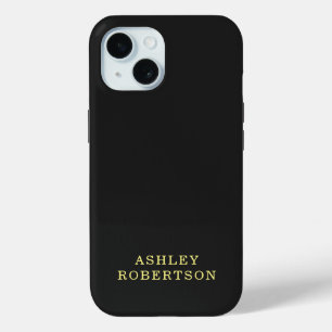 あなたの名前ブラックプロフェッショナルミニマルスタイリッシュリスト iPhone 15ケース