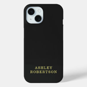 あなたの名前ブラックプロフェッショナルミニマルスタイリッシュリスト iPhone 15ケース