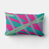 あなたの名前メイン絞りピンクカラフルティール(緑がかった色)紫 ランバークッション (裏面)