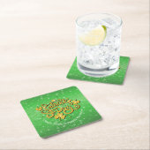 あなたの名前メッセージSt patricks day金ゴールドシャムロック スクエアペーパーコースター (インサイチュ)