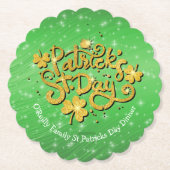 あなたの名前メッセージSt patricks day金ゴールドシャムロック ペーパーコースター (正面)