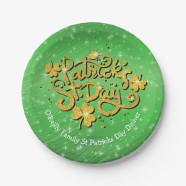 あなたの名前メッセージSt patricks day金ゴールドシャムロック ペーパープレート