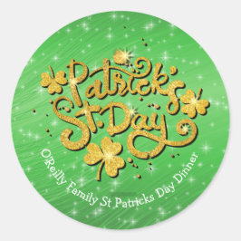 あなたの名前メッセージSt patricks day金ゴールドシャムロック ラウンドシール