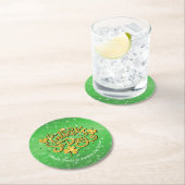 あなたの名前メッセージSt patricks day金ゴールドシャムロック ラウンドペーパーコースター (インサイチュ)