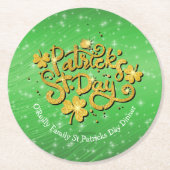 あなたの名前メッセージSt patricks day金ゴールドシャムロック ラウンドペーパーコースター (正面)