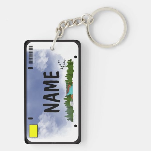 あなたの名前ライセンスプレートブルースカイキーチェーン キーホルダー (裏面)