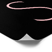 あなたの名前ラッシュサロンフローラグリッターピンクブラック ポスター (角)