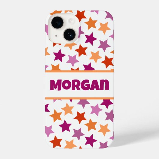 あなたの名前レズビアンプライドフラグ星ピンク赤オレンジ iPhoneケース (裏面)