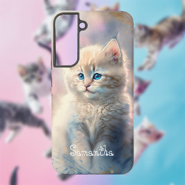 あなたの名前入りパステルカラーの子猫 SAMSUNG GALAXY S22+ケース