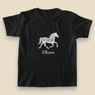 あなたの名前入りワイルドフラワーホース カントリーウエスタン Tシャツ