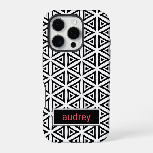 あなたの名前入り黒と白の三角の模様 iPhoneケース (裏面)