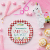 あなたの名前農家市場の誕生日パーティー、任意の年齢 ペーパープレート (パーティー)