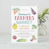 あなたの名前農家市場の誕生日パーティー、任意の年齢 招待状 (スタンド正面)
