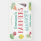 あなたの名前農家市場の誕生日パーティー、任意の年齢 横断幕 (縦)