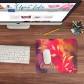 あなたの名前金ゴールドは明るい緋色の抽象芸術 マウスパッド