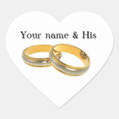 あなたの名前2つの金ゴールド結婚のリングや輪ハートシール ハートシール (正面)
