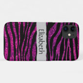 あなたの名前 – アニマルプリント、ゼブラ、グリッター – ピンク Case-Mate iPhoneケース (裏面(横))