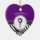 あなたの名前、ゼブラが紫の体操を印刷 セラミックオーナメント (右)
