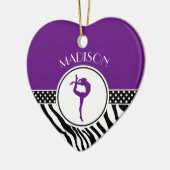 あなたの名前、ゼブラが紫の体操を印刷 セラミックオーナメント (左)