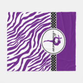 あなたの名前、ゼブラが紫の体操を印刷 フリースブランケット (正面(横))