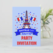 あなたの名前 バスティーユ祭 7月14日 お祝いパーティー 招待状 (スタンド正面)