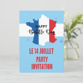 あなたの名前 バスティーユ祭 7月14日 お祝いパーティー 招待状 (スタンド正面)