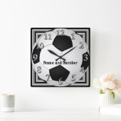 あなたの名前、数を破烈させるクールなサッカーの時計 スクエア壁時計 (ホーム)