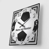 あなたの名前、数を破烈させるクールなサッカーの時計 スクエア壁時計 (傾斜)