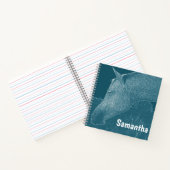 あなたの名前 現代の馬 白い青い緑のターコイズ ノートブック (内部)