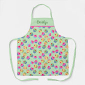 あなたの名前，緑，かわいいカップケーキ，ヴィンテージ エプロン (正面)