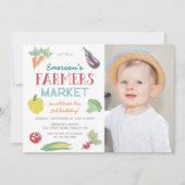 あなたの名前 農家の市場 どんな年齢の人でも 写真 誕生日 招待状 (正面)