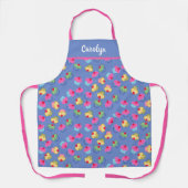 あなたの名前、青、おいしいカップケーキ、レトロヴィンテージ エプロン (正面)