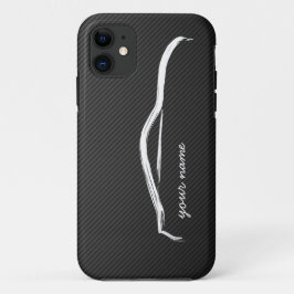 あなたの名前- 350Z白いシルエットのロゴ--を加えて下さい iPhone 11 ケース