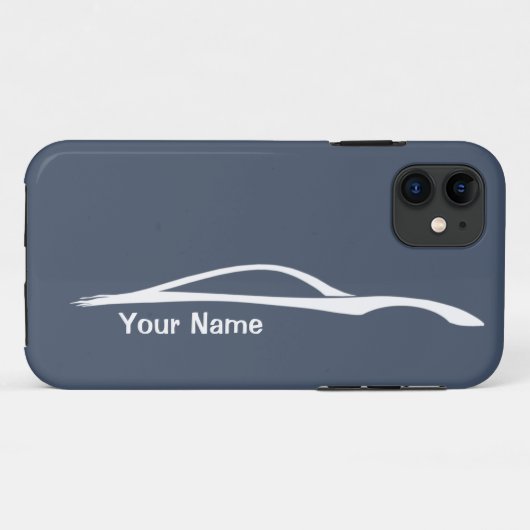 "あなたの名前" G37の白いシルエット-青い石板加えて下さい Case-Mate iPhoneケース (裏面(横))