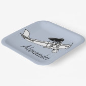 あなたの名前here少年ヴィンテージ飛行機ディナープレート ペーパープレート (傾斜あり)