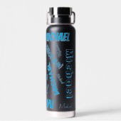 あなたの名柄モノグラム青赤ブラック色 ウォーターボトル (背面)