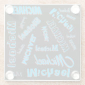 あなたの名柄モノグラム青赤ブラック色 ガラスコースター (裏面)