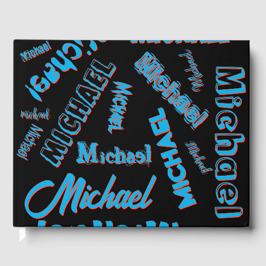 あなたの名柄モノグラム青赤ブラック色 ゲストブック (正面)