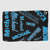 あなたの名柄モノグラム青赤ブラック色 ゴルフタオル (横)