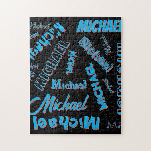 あなたの名柄モノグラム青赤ブラック色 ジグソーパズル (縦)
